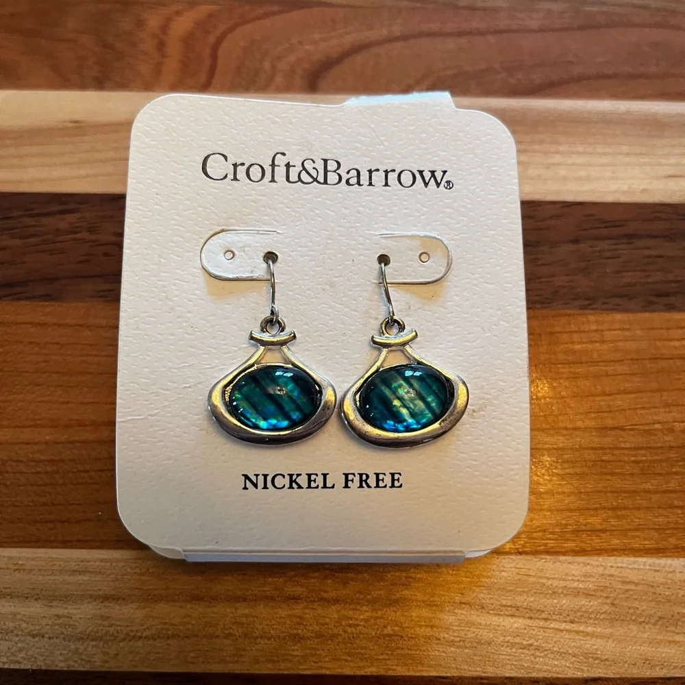 Croft & Barrow blue silver earrings. Nickel free. New with tags.